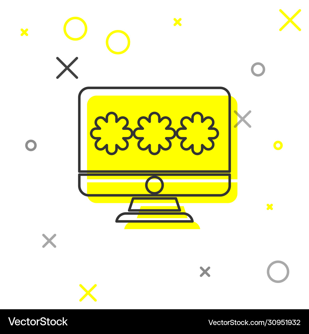 Grey line monitor with password notification icon Grey line monitor with password notification icon vector image