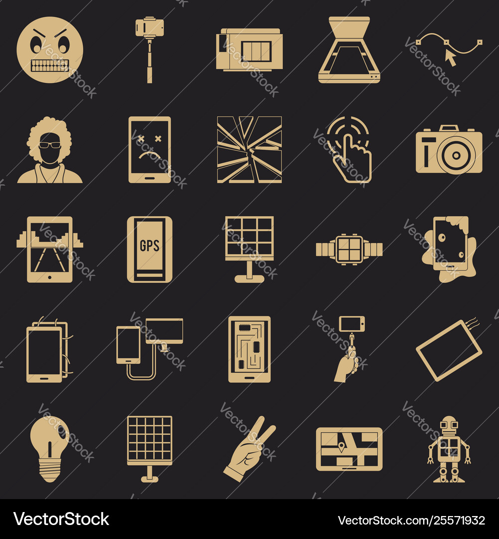 Mobile monitor icons set simple style Mobile monitor icons set simple style vector image