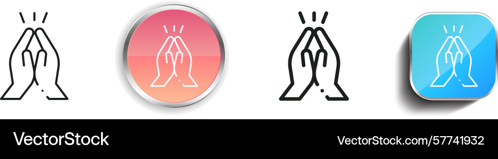 Praying icon thin linear regular and button style Praying icon thin linear regular and button style vector image