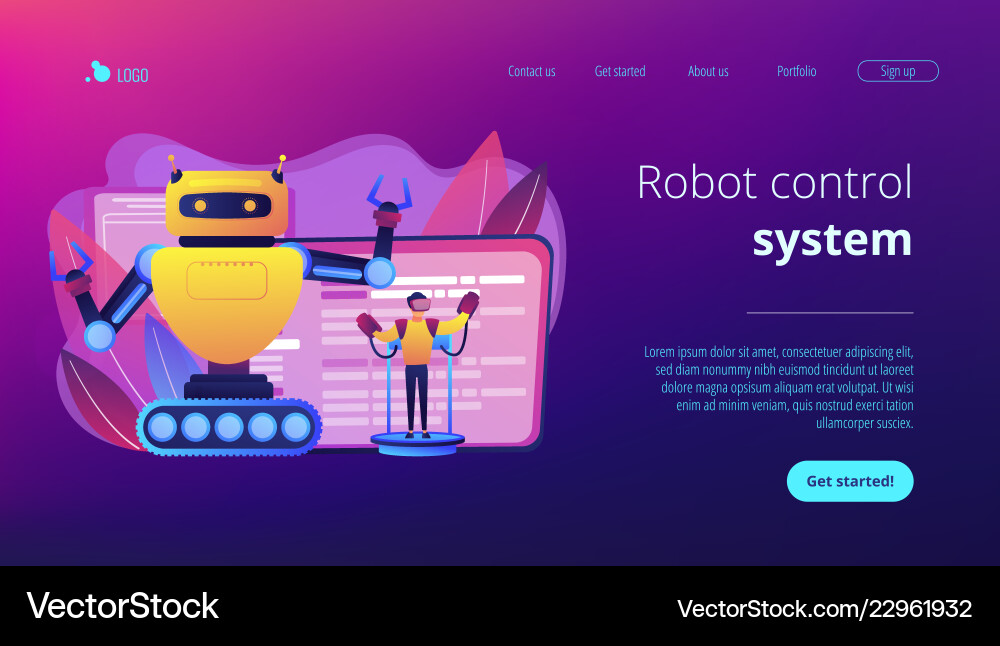 Remotely operated robots concept landing page Remotely operated robots concept landing page vector image