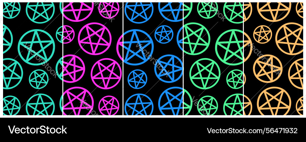 Seamless pattern of pentagrams set patterns Seamless pattern of pentagrams set patterns vector image