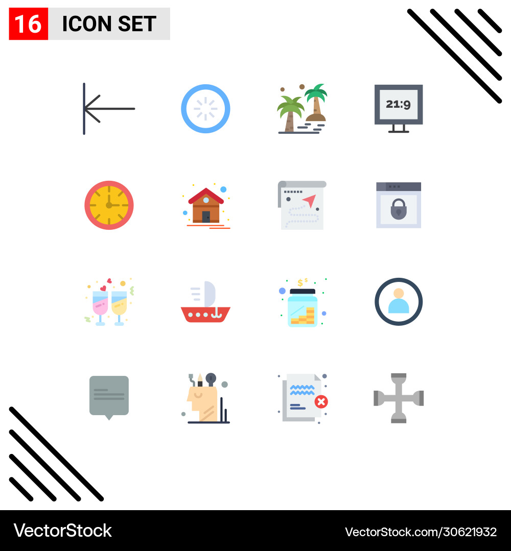 Set 16 modern ui icons symbols signs for clock Vector Image