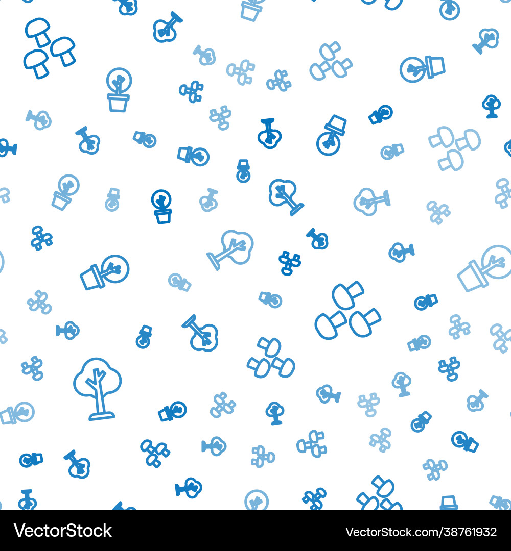 Set line forest mushroom and on seamless pattern Set line forest mushroom and on seamless pattern vector image