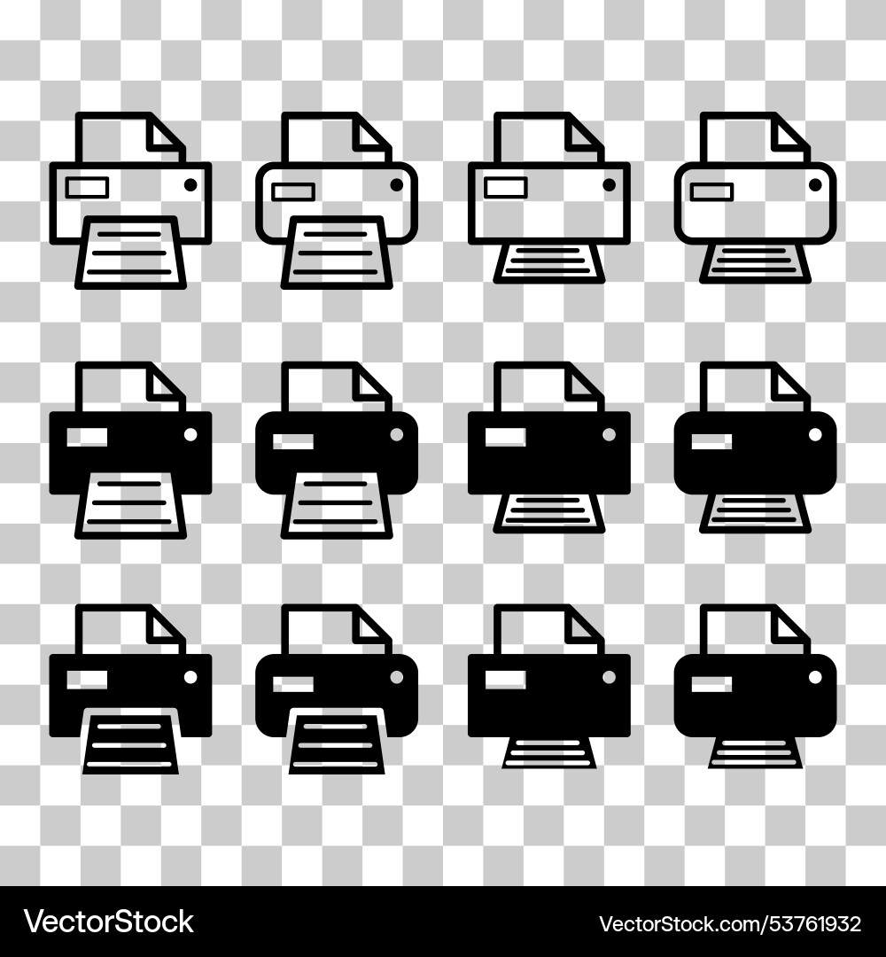 Set of printer document web icon printout machine Set of printer document web icon printout machine vector image
