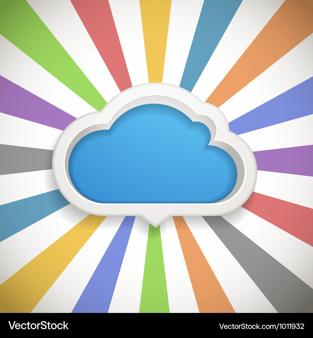 Speech cloud template with the color rays vector image