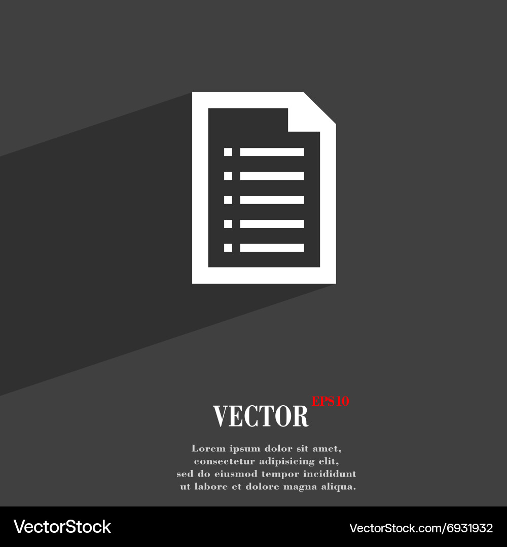 Text file symbol flat modern web design with long vector image