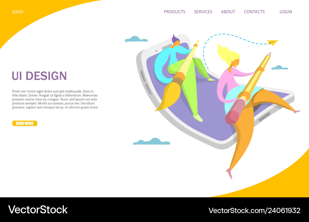 Ui design website landing page Ui design website landing page vector image