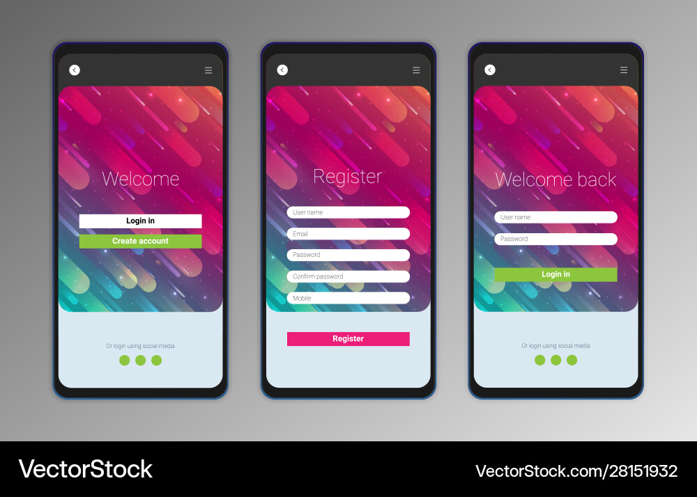 Ui ux mobile Anwendungsschnittstellendesign Vektorbild