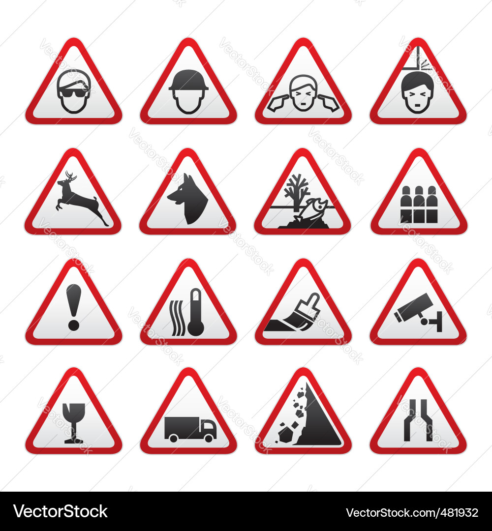Warning Hazard Signs Set Vector Image