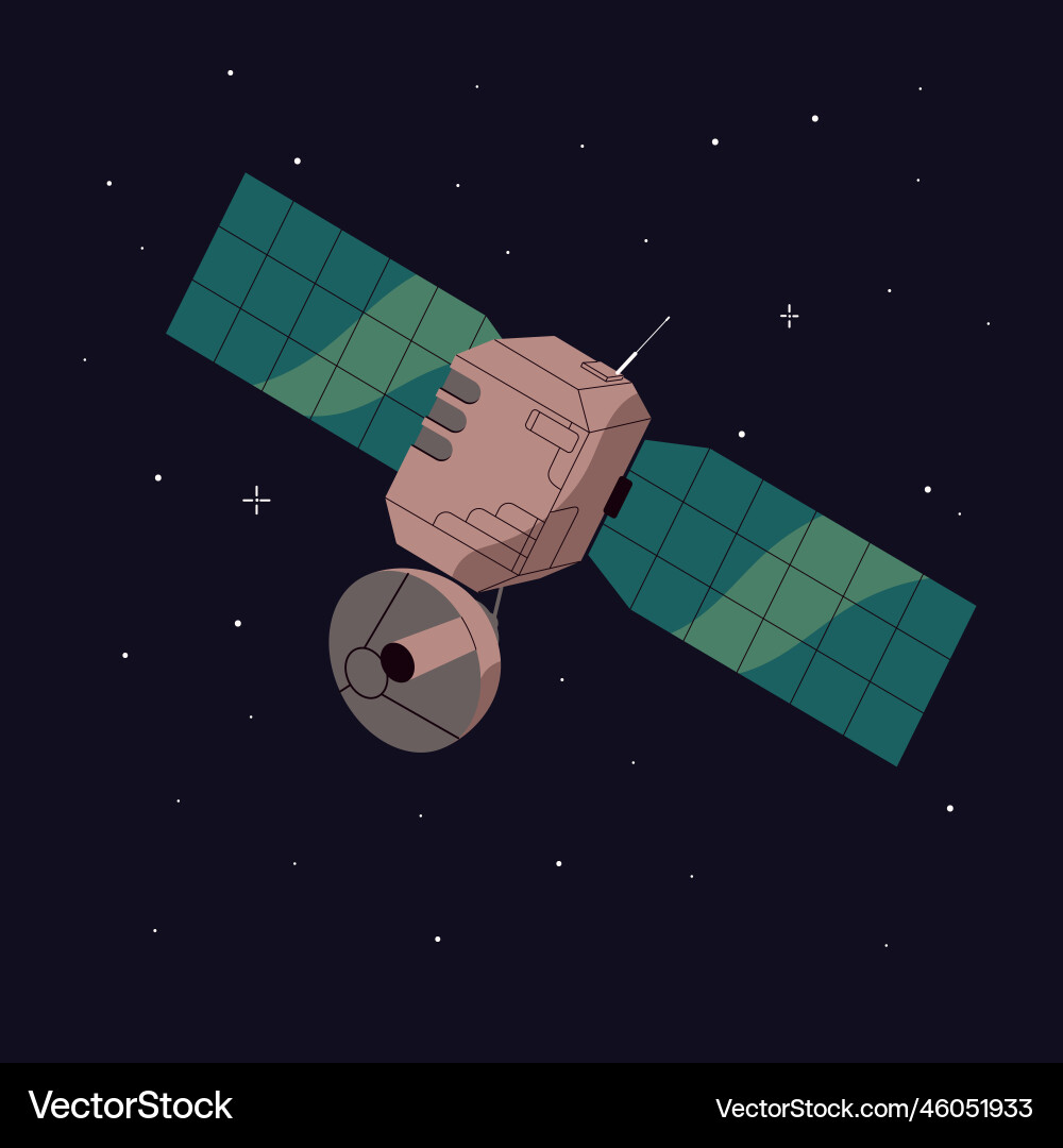 Artificial satellite on orbit in outer space Artificial satellite on orbit in outer space vector image