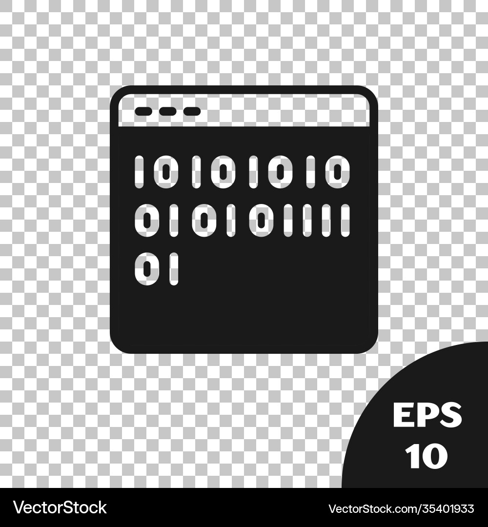 Black binary code icon isolated on transparent Black binary code icon isolated on transparent vector image
