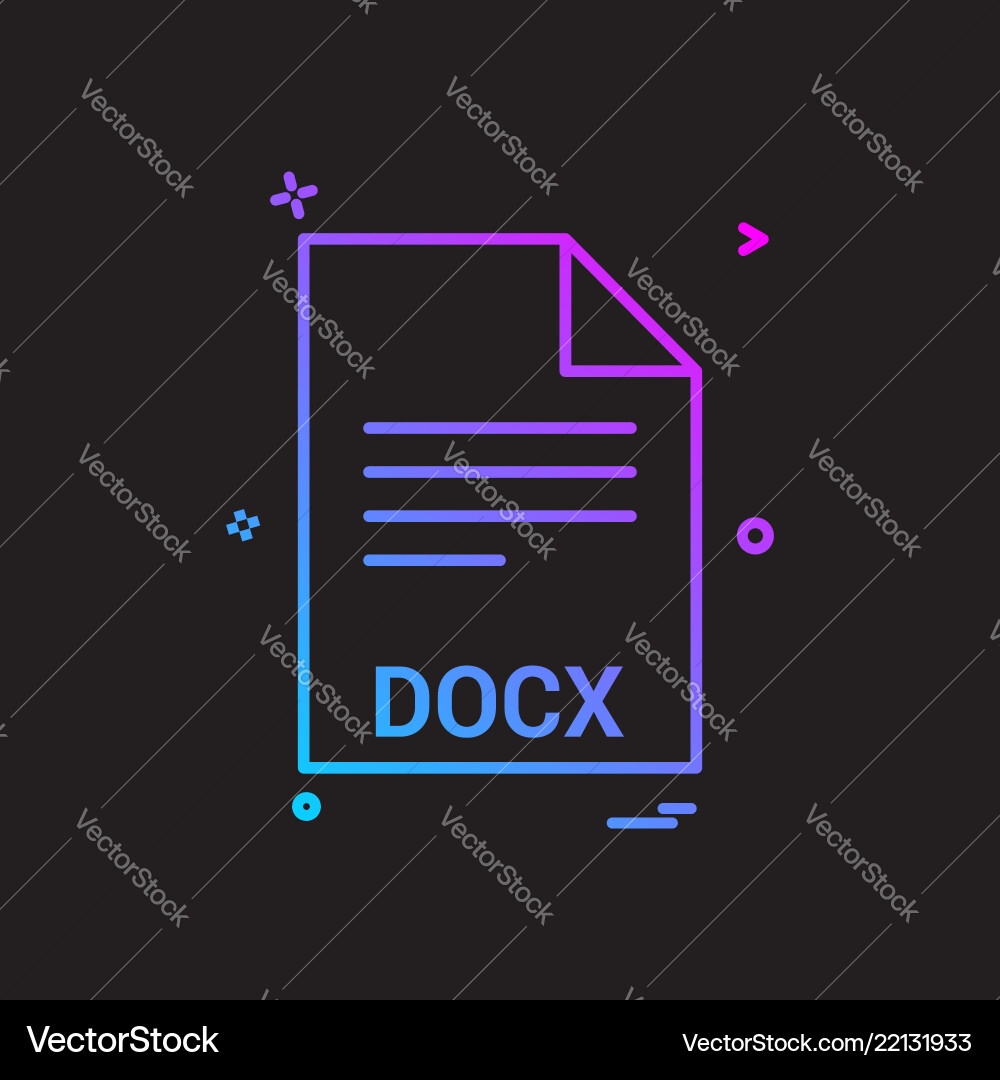 Docx file extension format icon design Docx file extension format icon design Vector Image