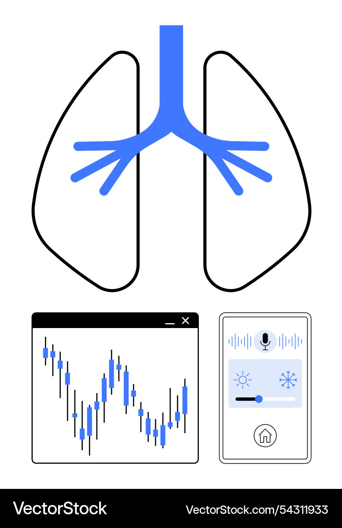 Lung health monitoring with data analysis Lung health monitoring with data analysis Vector Image