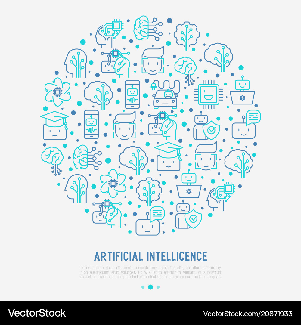 Machine learning artificial intelligence concept Machine learning artificial intelligence concept vector image