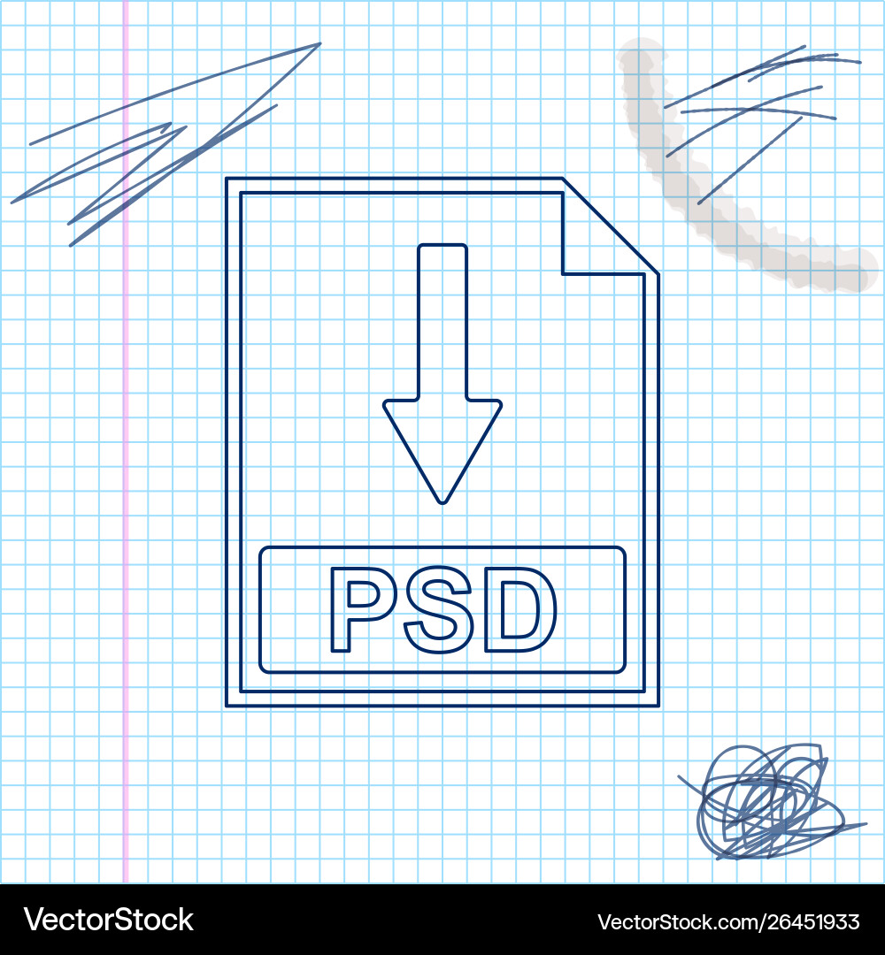 Psd file document icon download button line Psd file document icon download button line vector image