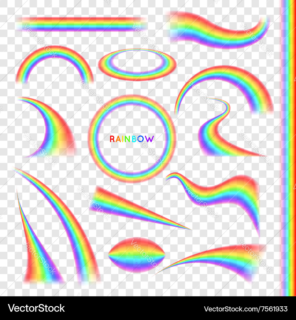 Rainbows in different shape realistic set vector image