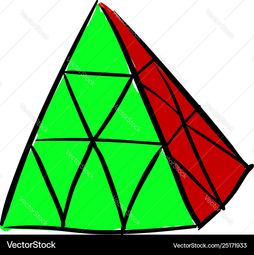 Rubiks cube pyraminx on white background vector image
