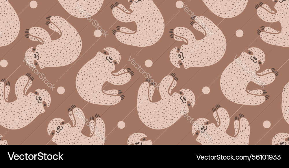 Seamless pattern of sloth in mocha mousse color Seamless pattern of sloth in mocha mousse color vector image