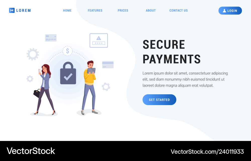 Secure payments landing web page Secure payments landing web page vector image