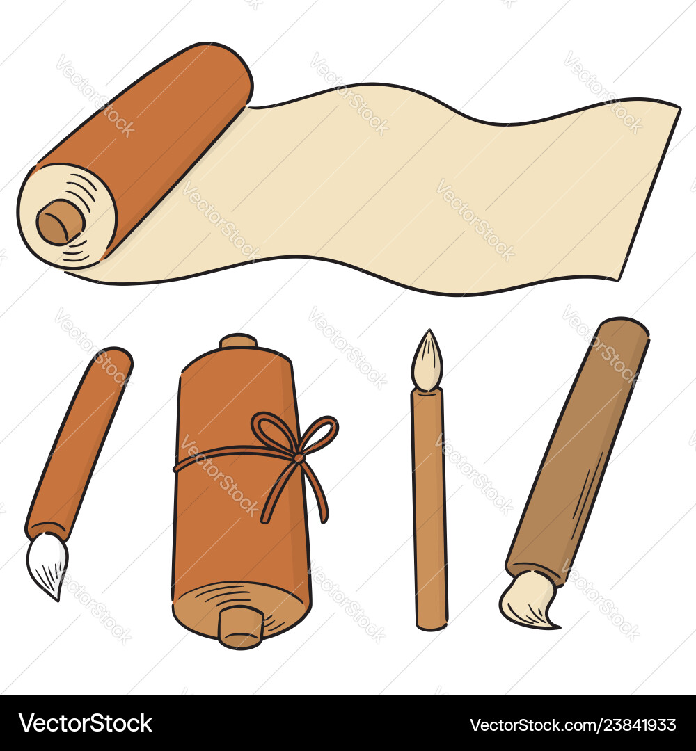 Set of scroll and brush Set of scroll and brush vector image