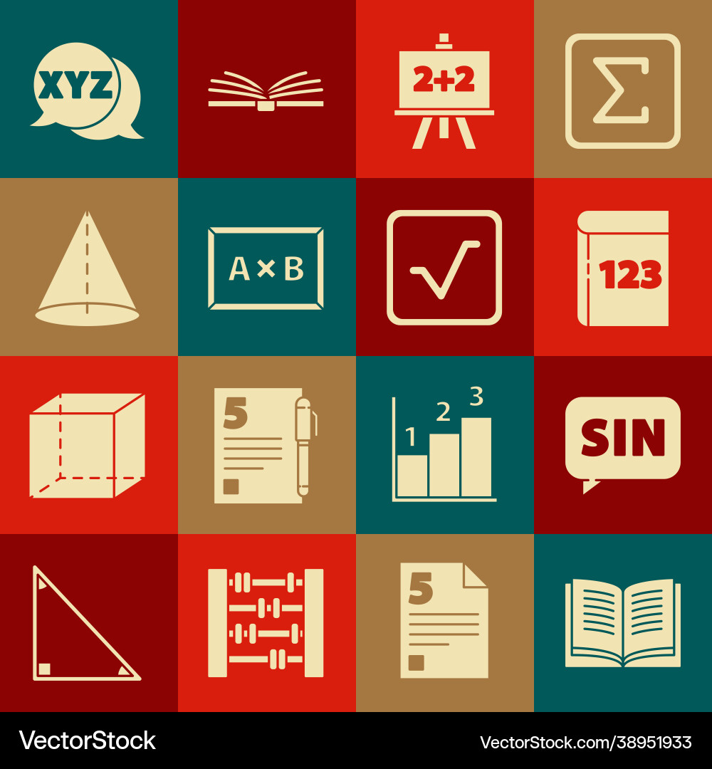 Set open book mathematics function sine Set open book mathematics function sine vector image