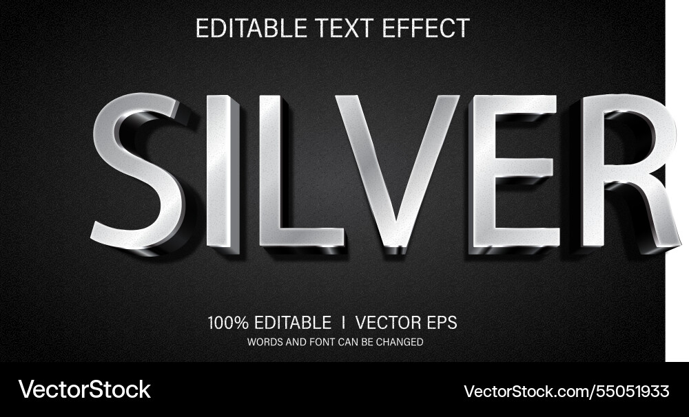 Silver 3d text effect with modern style design Silver 3d text effect with modern style design vector image