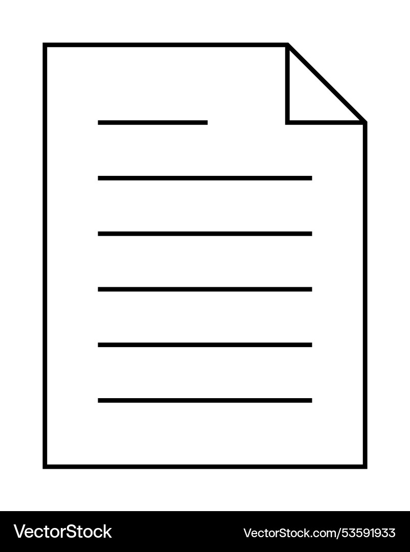 Simple document with text lines and folded corner Simple document with text lines and folded corner vector image