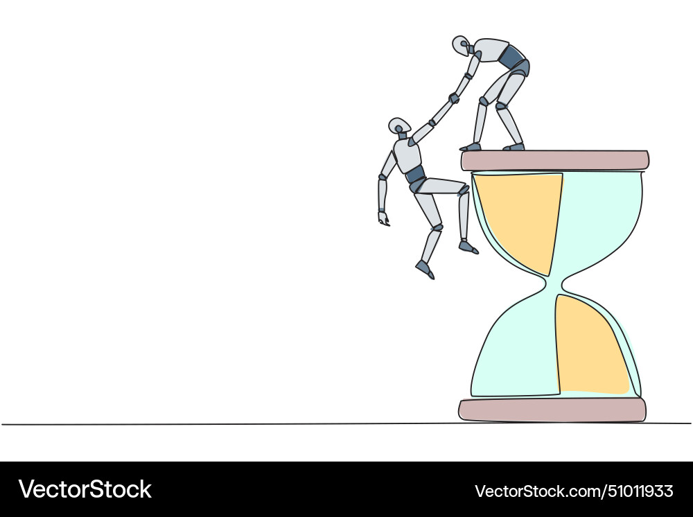 Single continuous line drawing smart robotic Single continuous line drawing smart robotic vector image