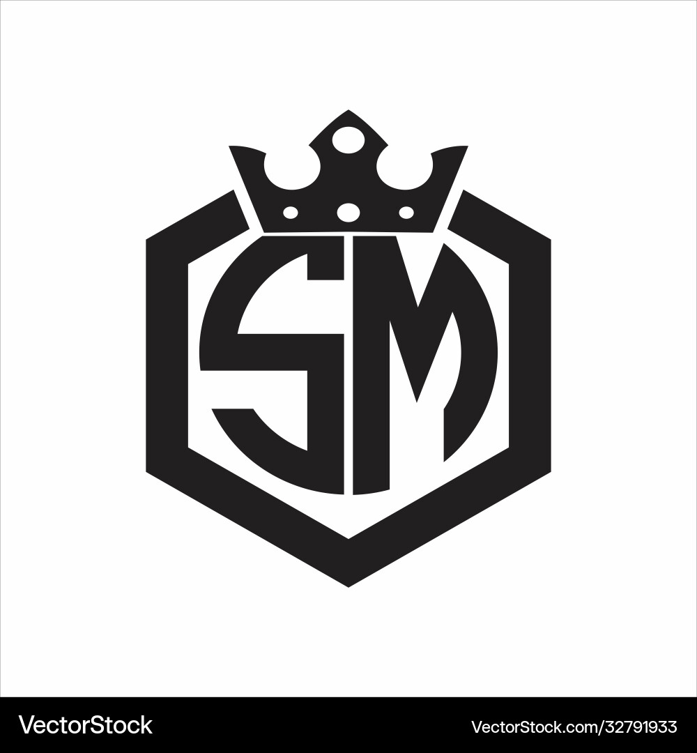 Sm Logo Monogramm abgerundete Sechskantform Sm Logo Monogramm abgerundete Sechskantform vektorbild