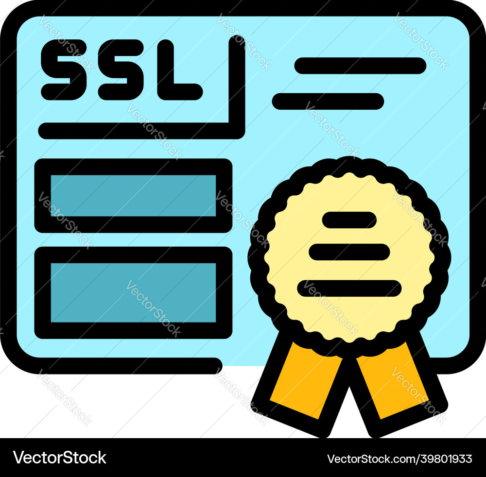 Ssl certification icon color outline Ssl certification icon color outline Vector Image