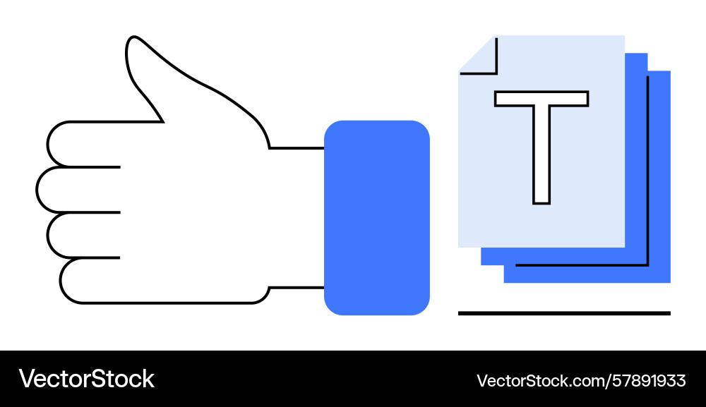 Thumb-up gesture with documents representing Vector Image