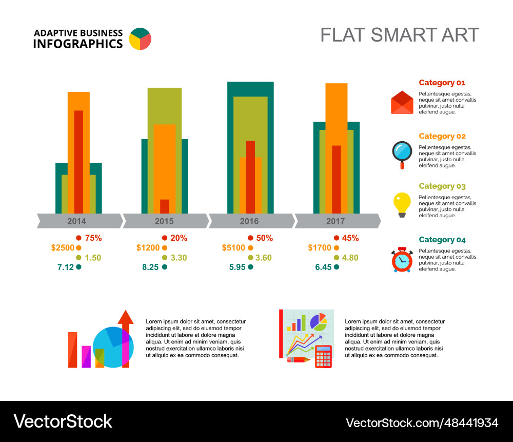 Bar chart with four elements template Bar chart with four elements template vector image