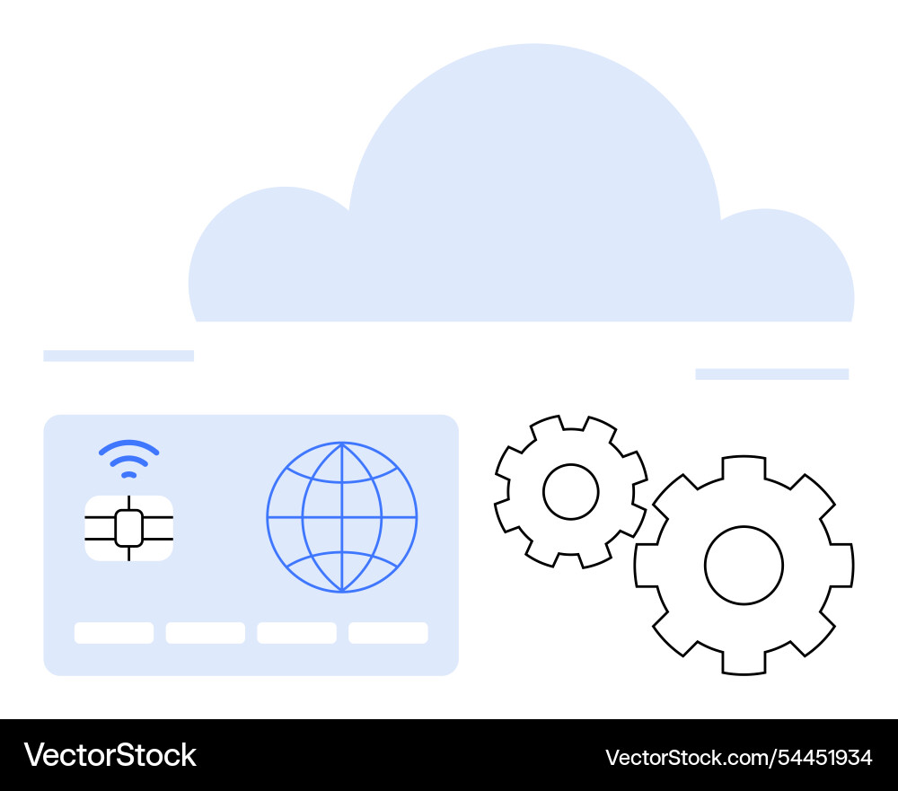 Cloud computing concept with gears sim card Cloud computing concept with gears sim card vector image