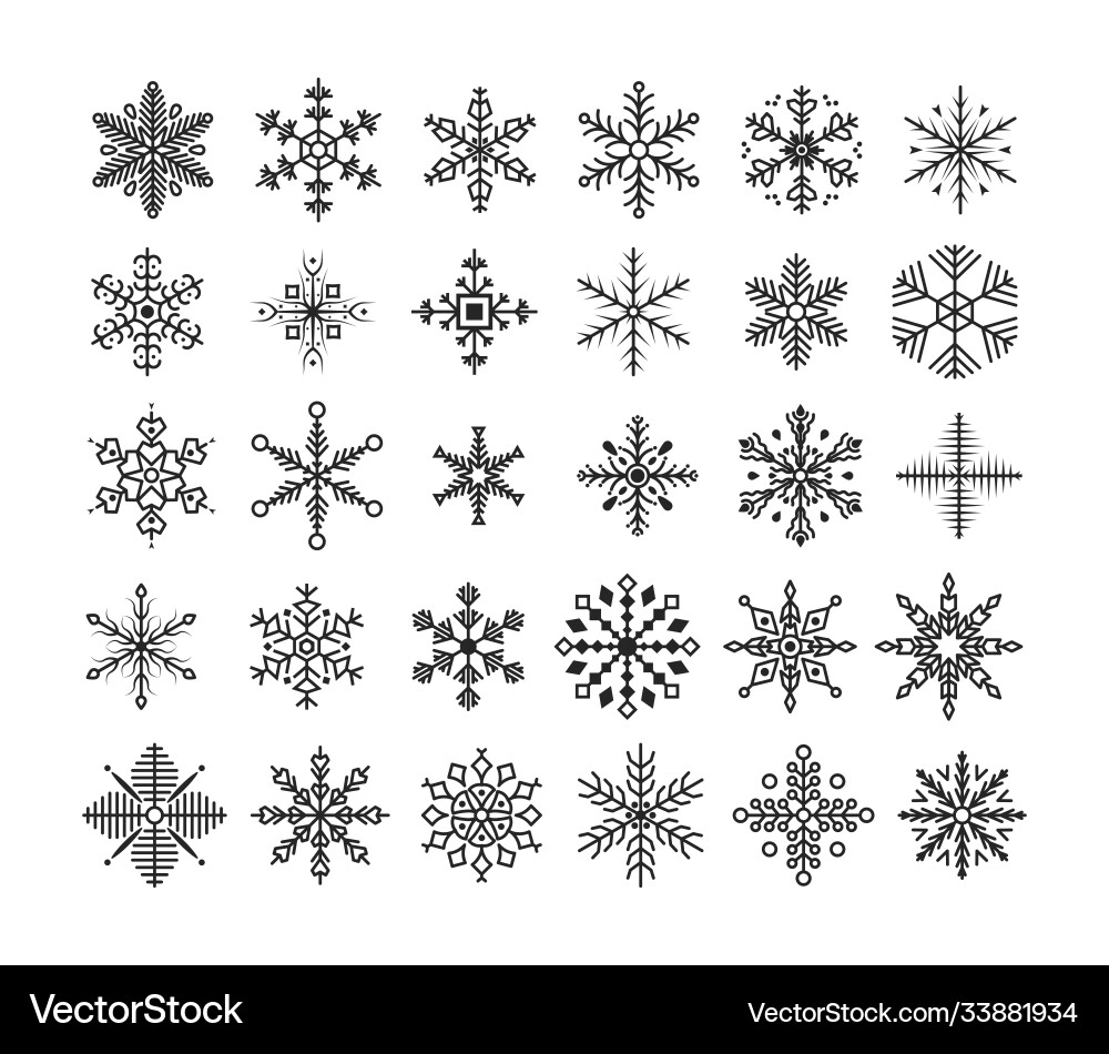 Collection christmas snowflake vector image