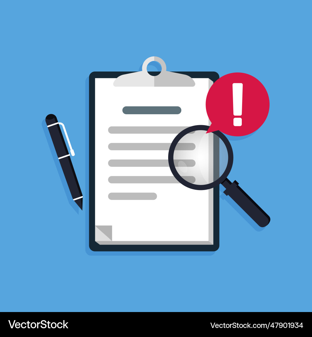 Document with red alert or error notification Document with red alert or error notification Vector Image