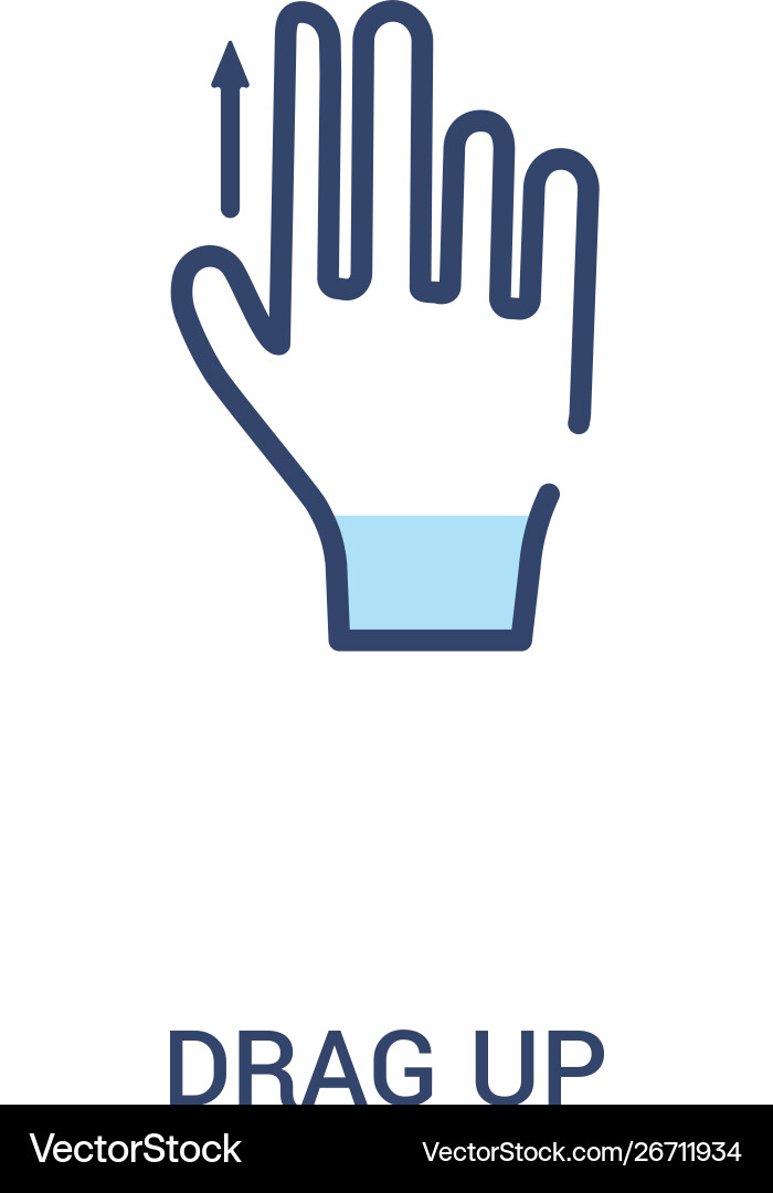 Drag up concept 2 colored icon simple line Drag up concept 2 colored icon simple line vector image