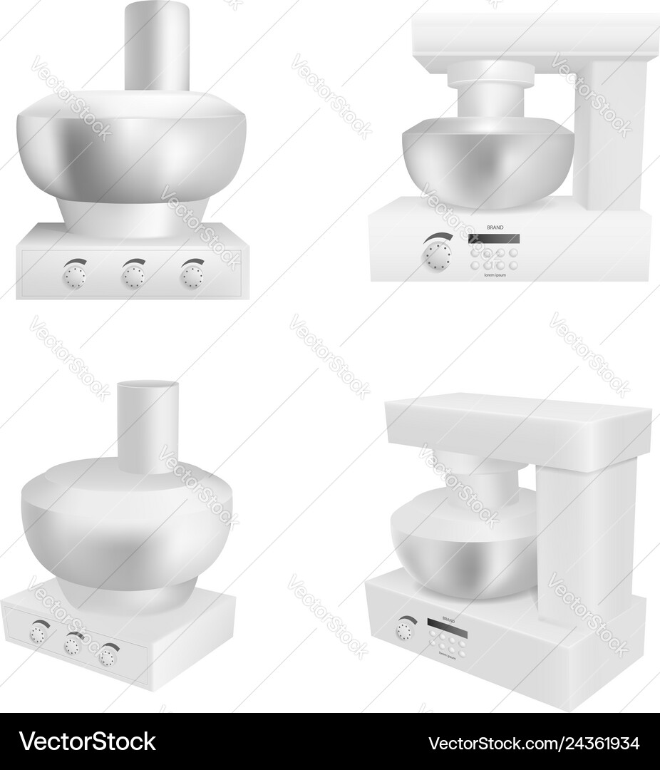 Food processor icons set realistic style Food processor icons set realistic style vector image