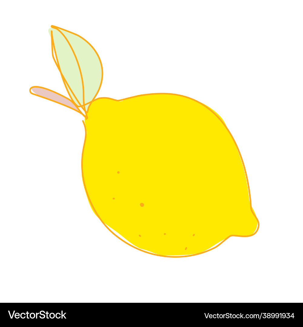 Lemon with leaf in continuous line drawing Vector Image