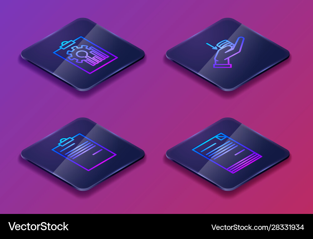 Set isometric line clipboard with graph chart Set isometric line clipboard with graph chart vector image