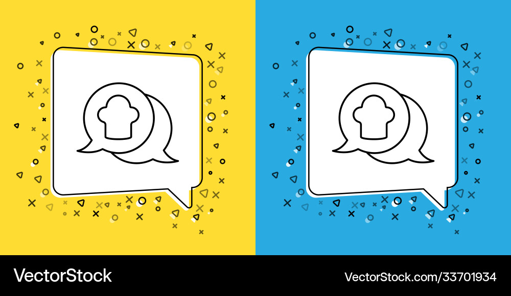 Set line chef hat in speech bubble icon isolated Set line chef hat in speech bubble icon isolated Vector Image