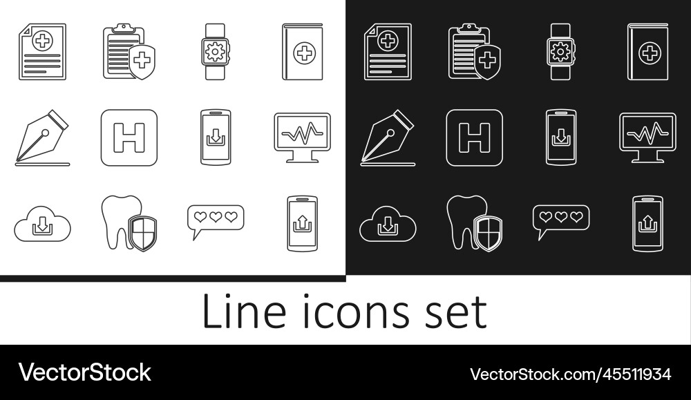Set line smartphone with upload monitor Set line smartphone with upload monitor vector image