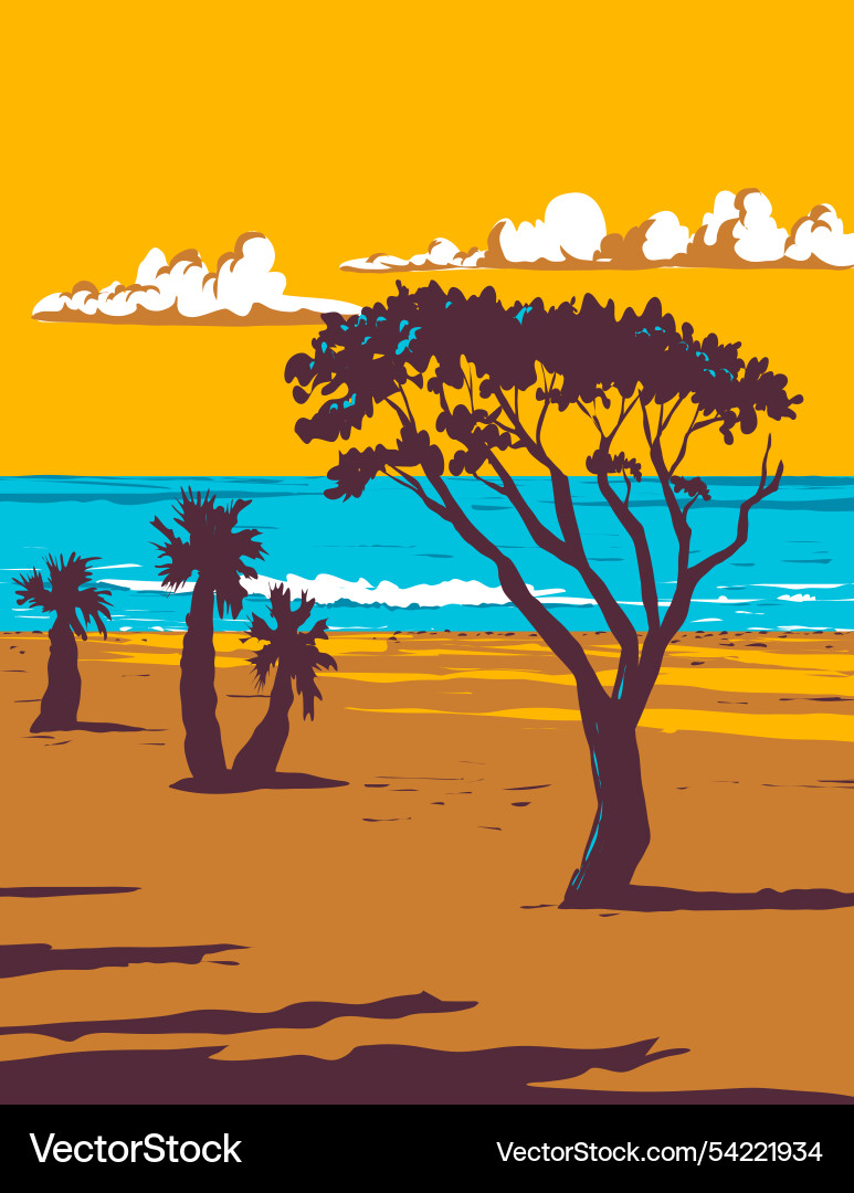 WPA Surf Poster - Topanga Beach vector image