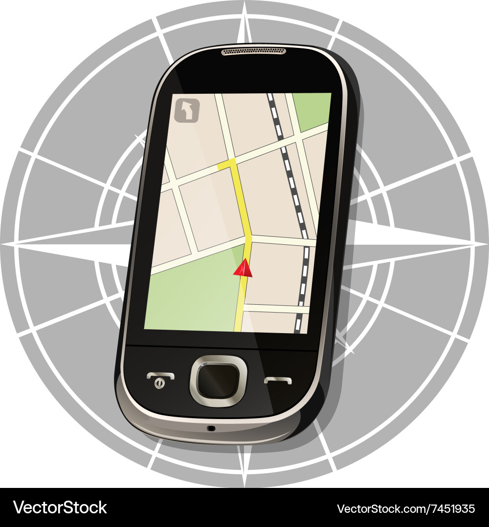 3d view of a map navigation on tablet vector image