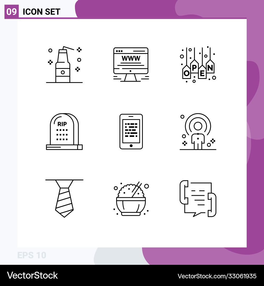 9 universal outlines set for web and mobile Vector Image