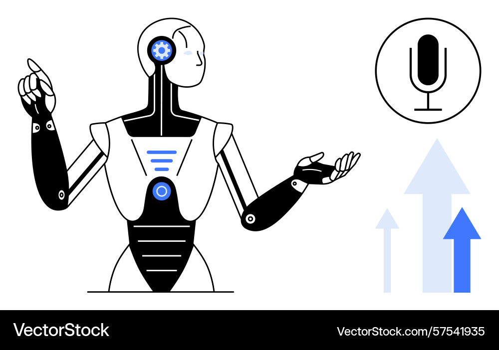 Artificial intelligence robot interacting Artificial intelligence robot interacting Vector Image