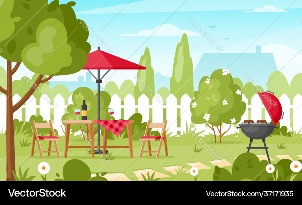 Backyard Summer BBQ Royalty Free Vector Image - VectorStock