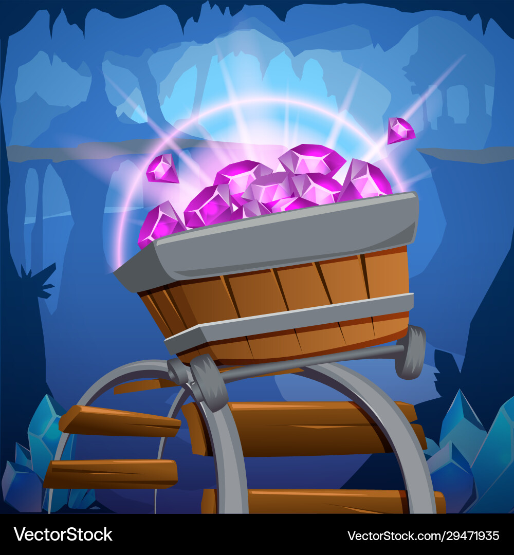 Colored mining game design composition vector image
