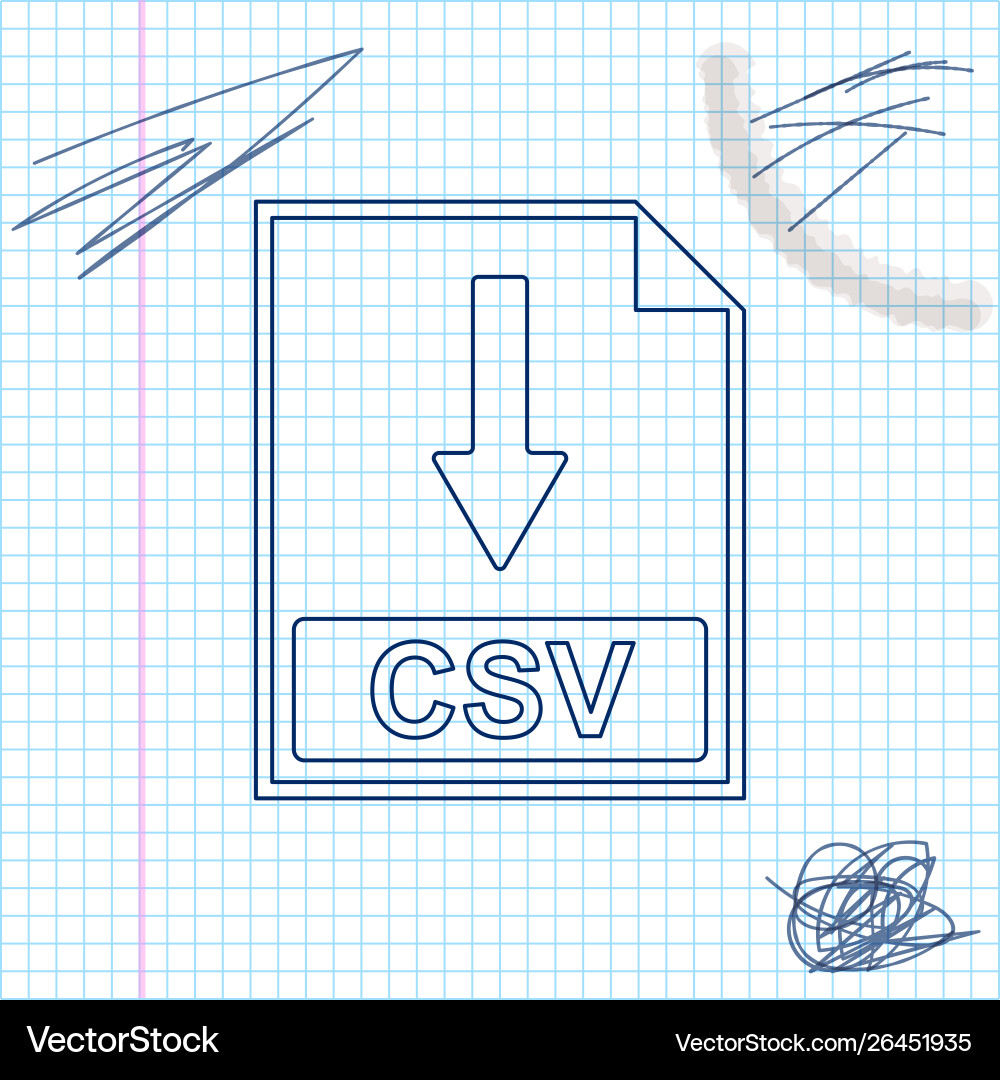 Csv file document icon download button line Csv file document icon download button line vector image