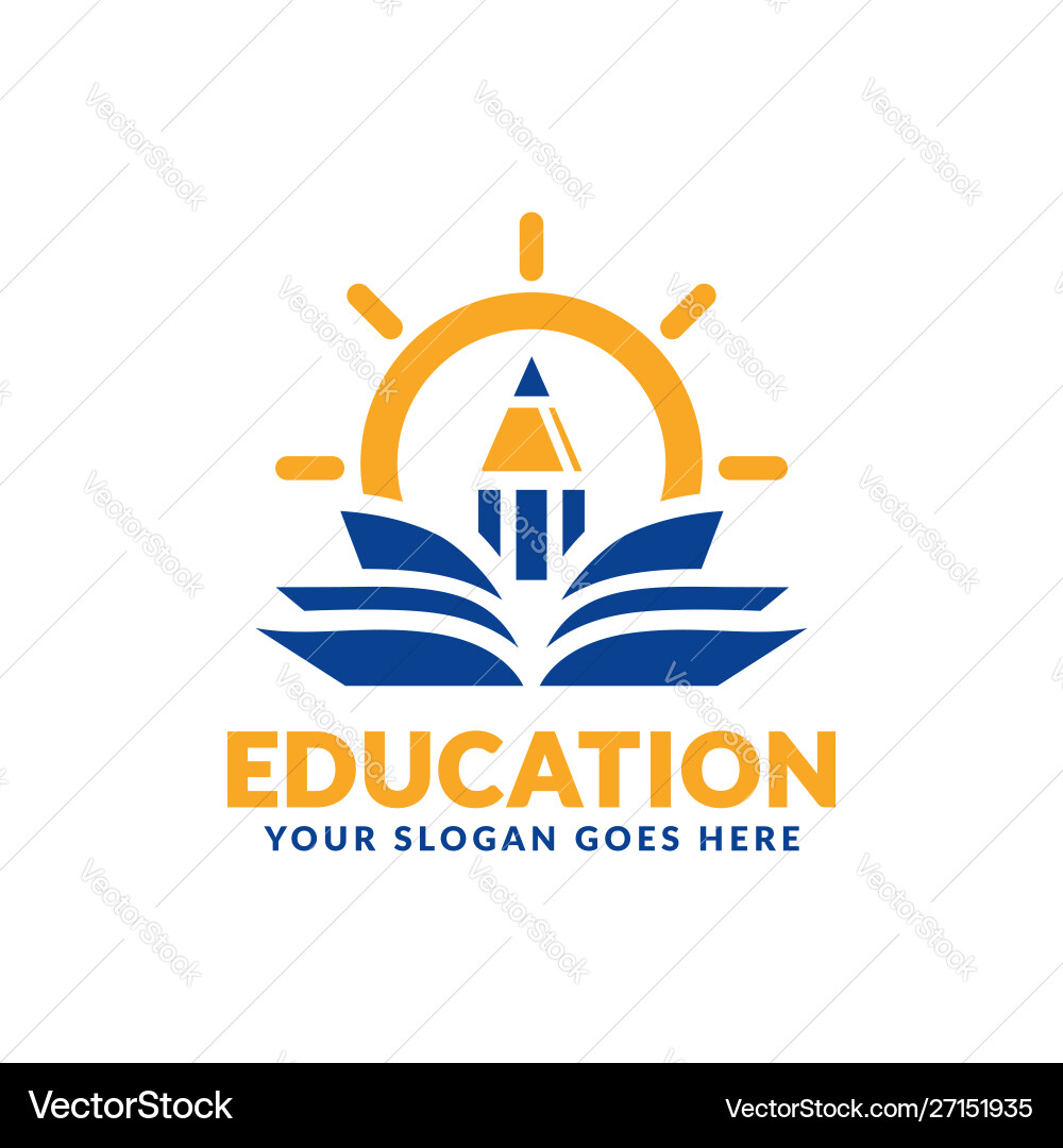 Education logo design template pencil and book Education logo design template pencil and book vector image