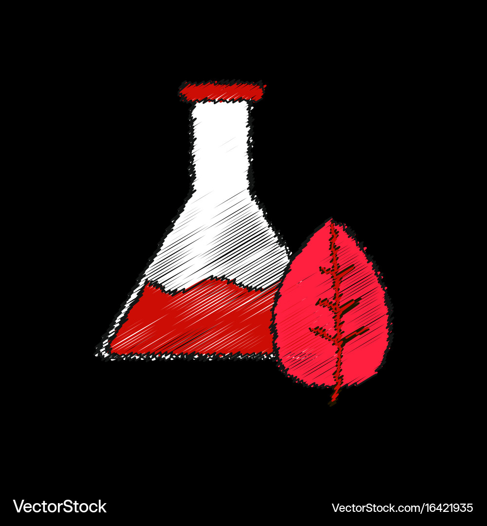 Flat shading style icon lab flask with leaf vector image
